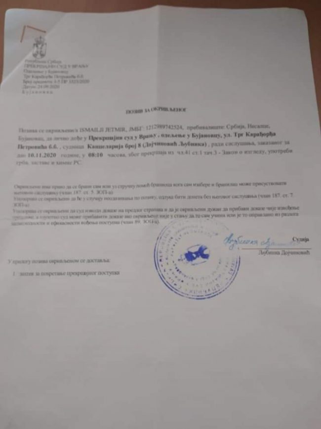 Padi për kundërvajtje ndaj drejtorit të shtëpisë të kulturës në Bujanoc