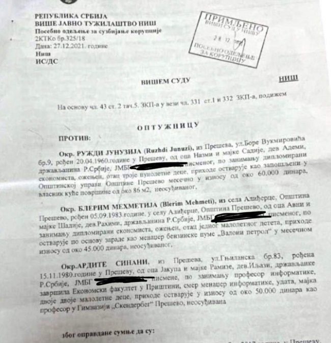 Ngritet aktakuzë për korrupsion kundër kryetares së komunës së Preshevës – Ardita Sinani