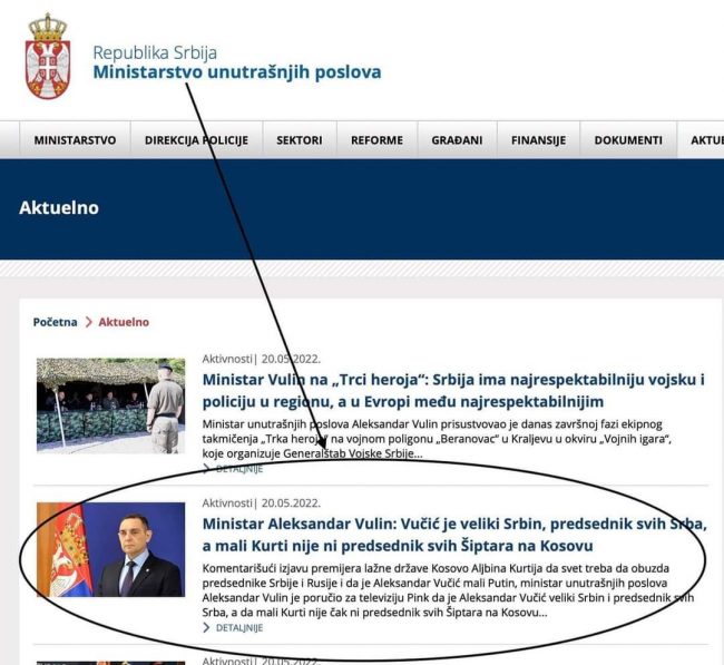 Mustafi dënon gjuhën ofenduese të kryepolicit, Aleksandar Vullin